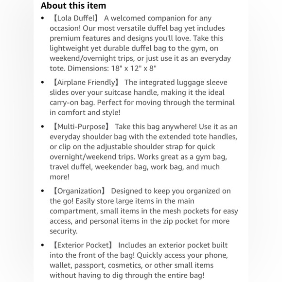 Jadyn Lola Travel Duffle Bag - Picture 8 of 14